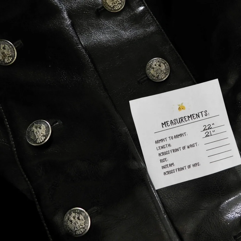 SHRINE OF HOLLYWOOD Faux Leather Jacket‎ Embossed Buttons Vegan Unisex Large